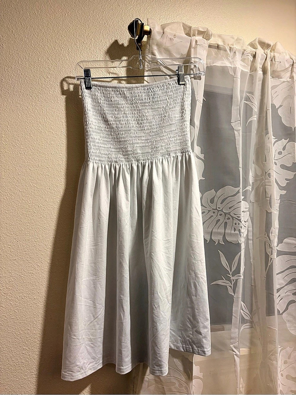 White Smocked Midi Dress Like New